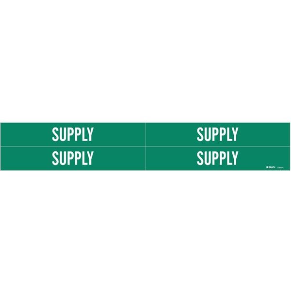 Brady Pipe Marker, Supply, Green, 3/4 to 2-3/8 In - 7282-4