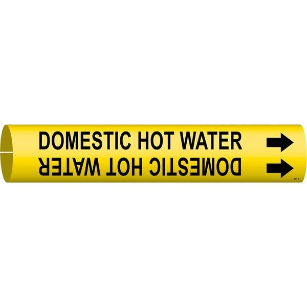Brady Pipe Marker, Domestic Hot Water, Y, 4to6 In - 4051-D