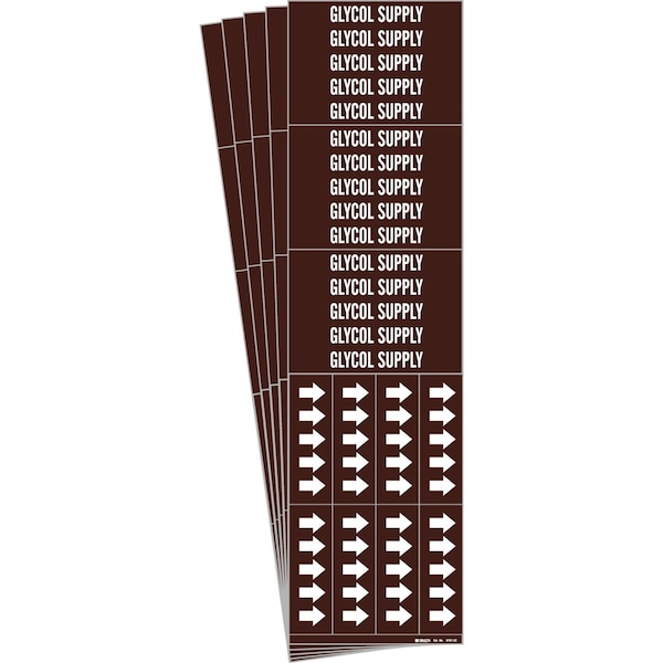 Brady GLYCOL SUPPLY Pipe Marker Style 3C with Arrows White on Brown 3 per Card, 5 PK - 8781-3C-PK
