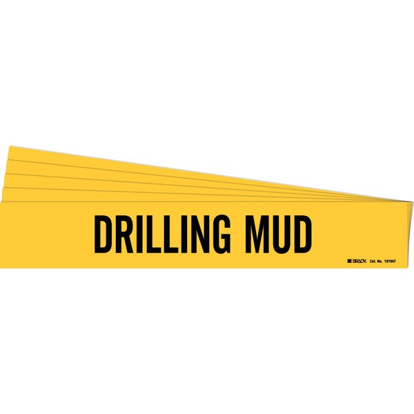 Brady DRILLING MUD Pipe Marker Style 1 Black on Yellow 1 per Card, 5 PK - 131047-PK
