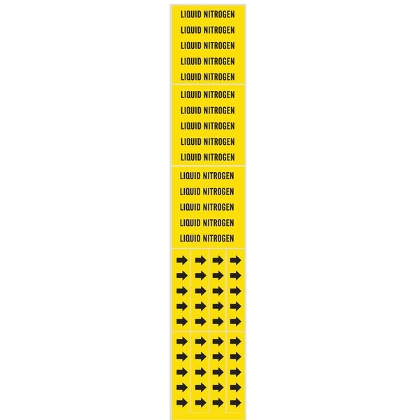 Brady Pipe Marker, Liquid Nitrogen, Y, to 3/4 In - 7172-3C