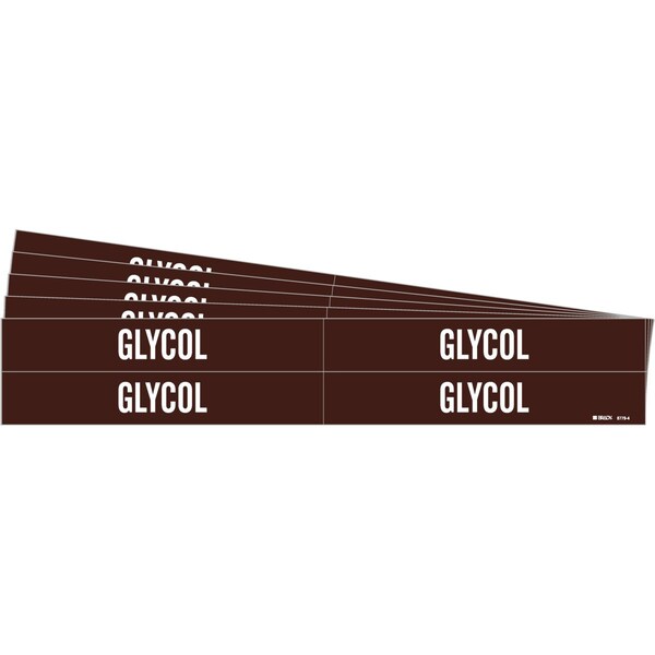 Brady GLYCOL Pipe Marker Style 4 White on Brown 4 per Card, 5 PK - 8779-4-PK