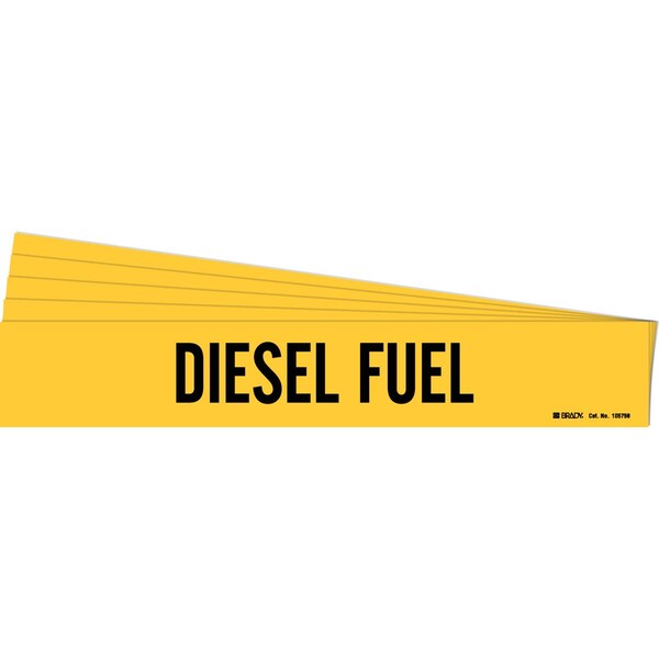 Brady DIESEL FUEL Pipe Marker Style 1 Black on Yellow 1 per Card, 5 PK - 105756-PK