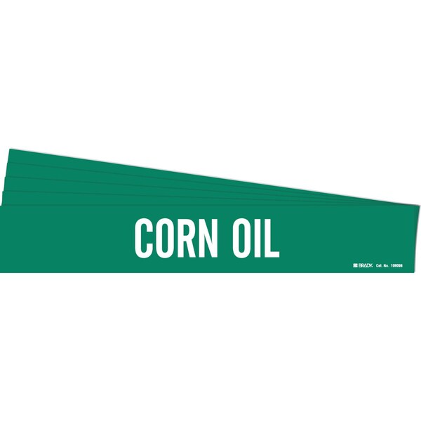Brady CORN OIL Pipe Marker Style 1 White on Green 1 per Card, 5 PK - 106096-PK