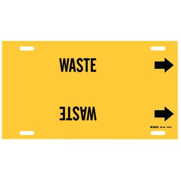 Brady Pipe Marker, Waste, Yellow, 10 to 15 In - 4151-H