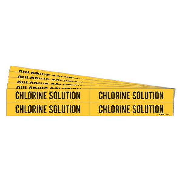 Brady Pipe Marker, Black, Chlorine Solution, PK5, 7050-4-PK - 7050-4-PK