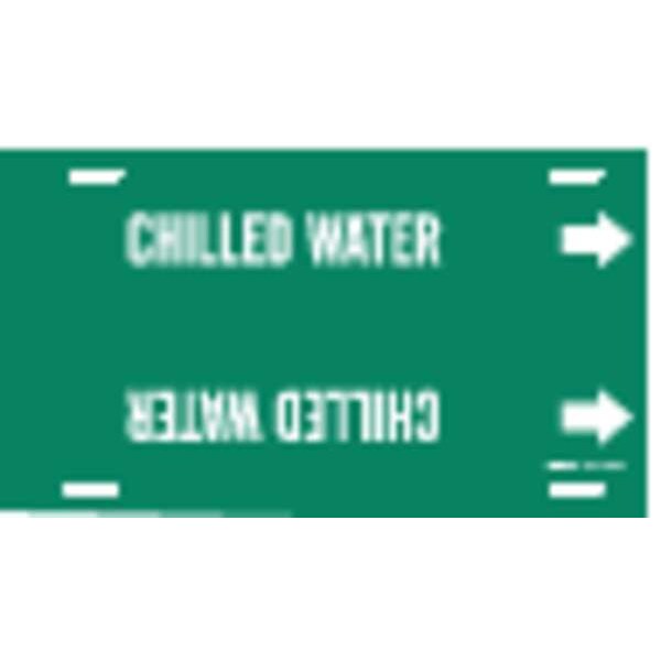 Brady Pipe Marker, Chilled Water, Gn, 8to9-7/8 In - 4022-G