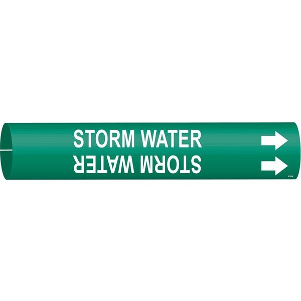 Brady Pipe Marker, Storm Water, Gn, 3/4to1-3/8 In - 4134-A