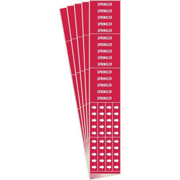 Brady Pipe Marker, Adhesive, White, Sprinkler, PK5, 7267-3C-PK - 7267-3C-PK