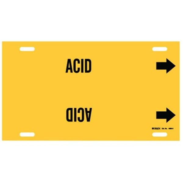 Brady Pipe Marker, Acid, Yellow, 10 to 15 In - 4000-H