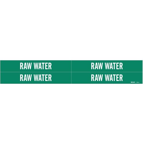 Brady Pipe Marker, Raw Water, Grn, 3/4 to2-3/8 In - 7230-4