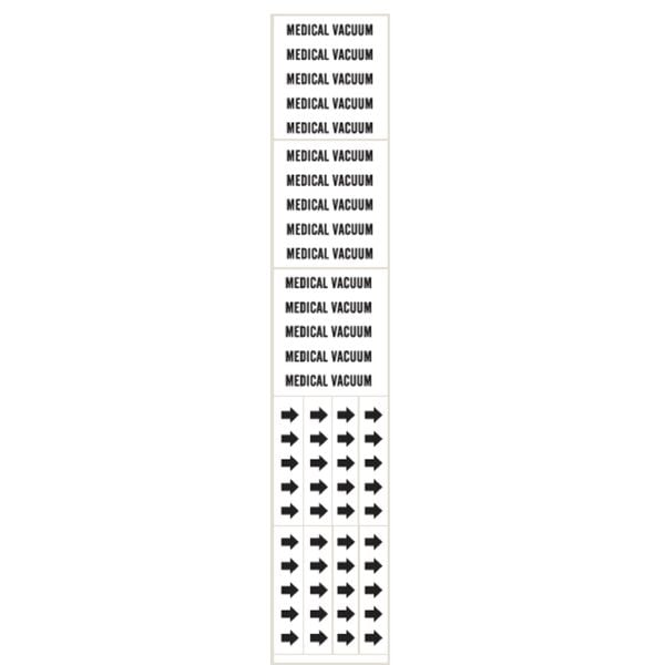 Brady Pipe Marker, Medical Vacuum, Wht, to 3/4 In - 7186-3C