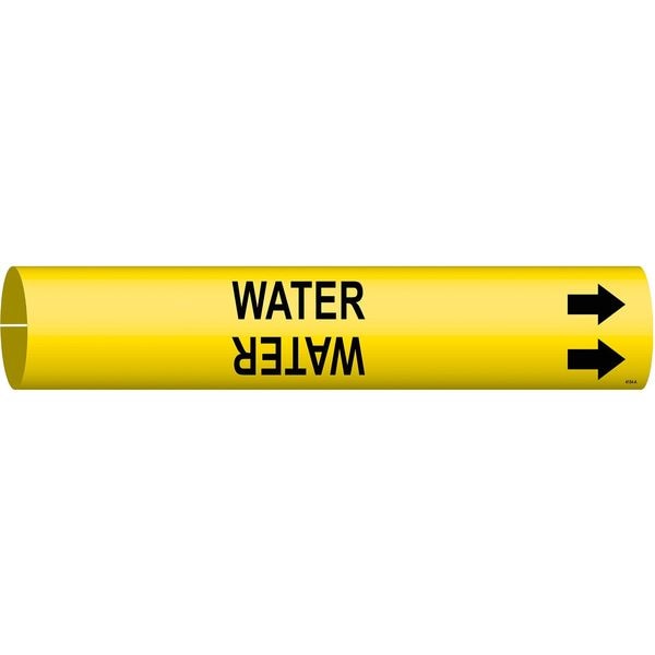 Brady Pipe Marker, Water, Yellow, 3/4 to 1-3/8 In - 4154-A