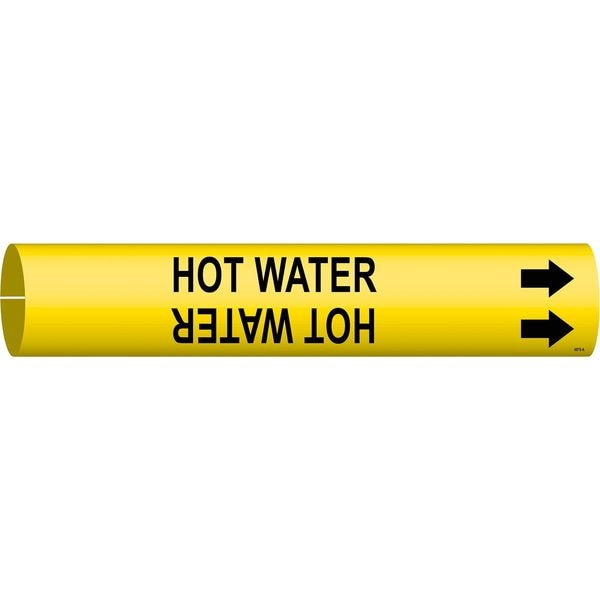 Brady Pipe Marker, Hot Water, Yel, 3/4 to1-3/8 In - 4079-A