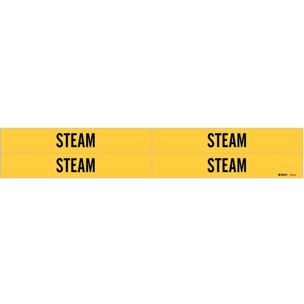 Brady Pipe Marker, Steam, Yellow, 3/4 to 2-3/8 In - 7270-4
