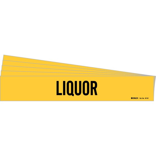 Brady LIQUOR Pipe Marker Style 1 Black on Yellow 1 per Card, 5 PK - 91757-PK