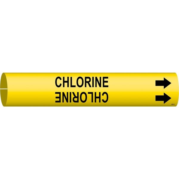 Brady Pipe Marker, Chlorine, Yl, 1-1/2 to2-3/8 In - 4025-B