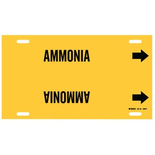 Brady Pipe Marker, Ammonia, Yellow, 8 to 9-7/8 In - 4005-G