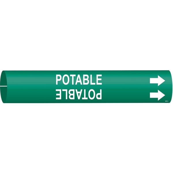 Brady Pipe Marker, Potable, Grn, 3/4 to 1-3/8 In - 4261-A