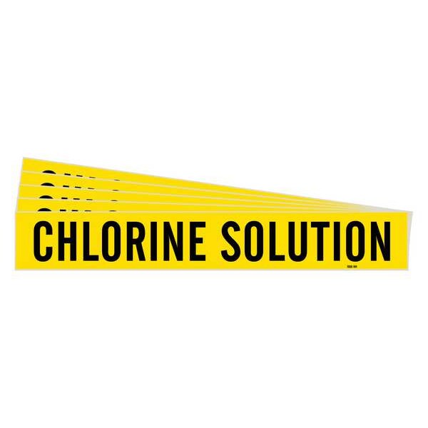 Brady Pipe Marker, Black, Chlorine Solution, PK5, 7050-1HV-PK - 7050-1HV-PK