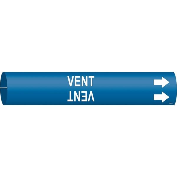 Brady Pipe Marker, Vent, Blue, 3/4 to 1-3/8 In - 4149-A