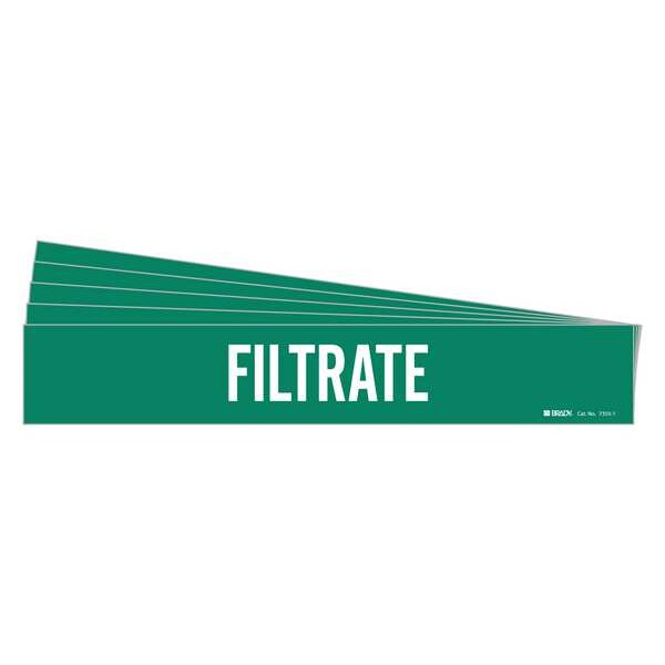 Brady Pipe Marker, Adhesive, White, Filtrate, PK5, 7355-1-PK - 7355-1-PK
