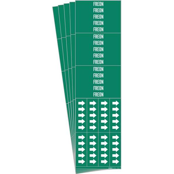 Brady Pipe Marker, Adhesive, White, Freon, PK5, 7112-3C-PK - 7112-3C-PK