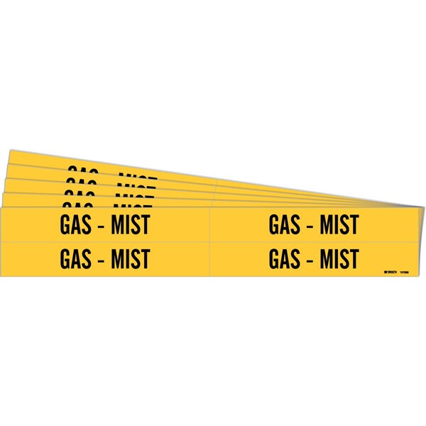 Brady GAS - MIST Pipe Marker Style 4 Black on Yellow 4 per Card, 5 PK - 131056-PK