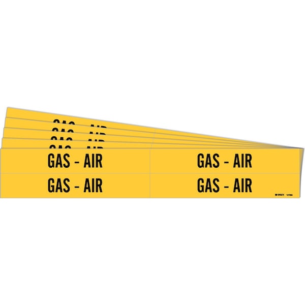 Brady GAS - AIR Pipe Marker Style 4 Black on Yellow 4 per Card, 5 PK - 131055-PK