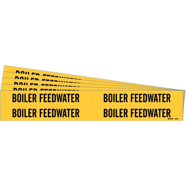 Brady BOILER FEEDWATER Pipe Marker Style 4 Black on Yellow 4 per Card, 5 PK - 105737-PK