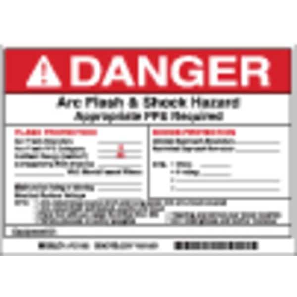 Brady Arc Flash Protection Label, 5 In. H, PK5, 121092 - 121092