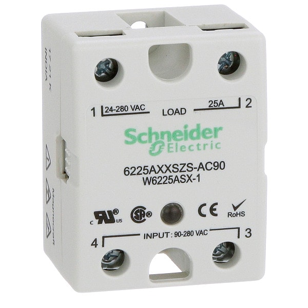 Relé de estado sólido Schneider Electric, 90 a 280VAC, 25A - 6225AXXSZS-AC90