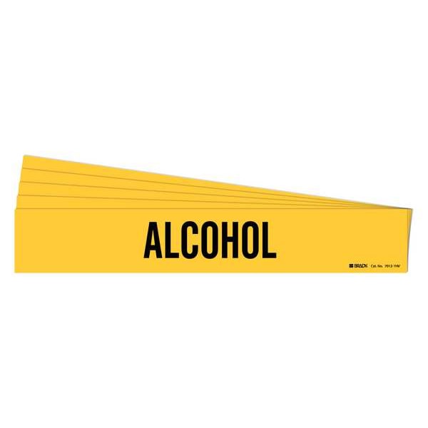 Brady Pipe Marker, Adhesive, Black, Alcohol, PK5, 7012-1HV-PK - 7012-1HV-PK