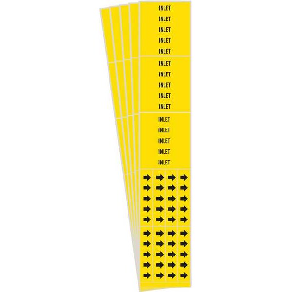 Brady Pipe Marker, Adhesive, Black, Inlet, PK5, 7165-3C-PK - 7165-3C-PK