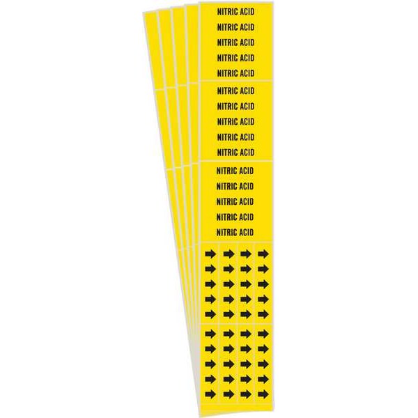 Brady Pipe Marker, Black, Nitric Acid, PK5, 7197-3C-PK - 7197-3C-PK
