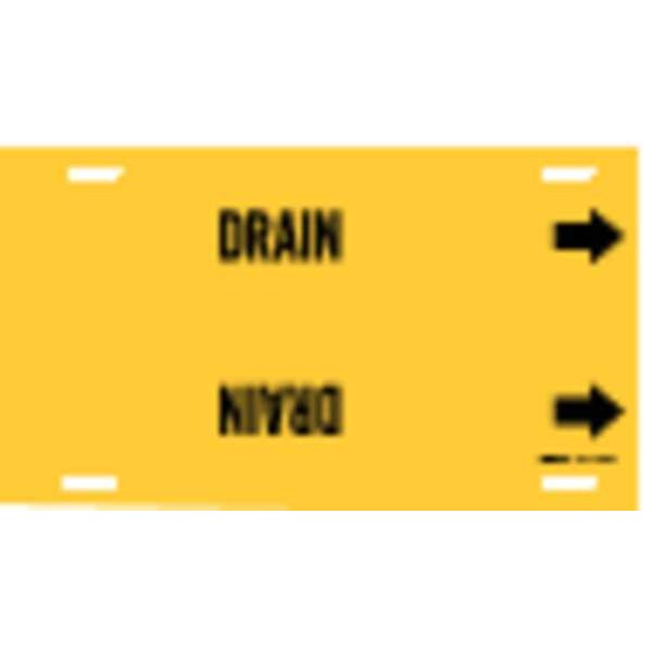 Brady Pipe Marker, Drain, Yellow, 8 to 9-7/8 In - 4054-G
