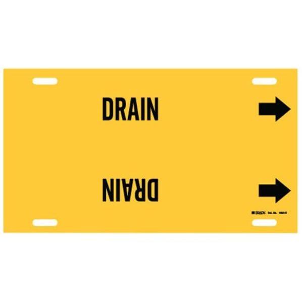 Brady Pipe Marker, Drain, Yellow, 8 to 9-7/8 In - 4054-G