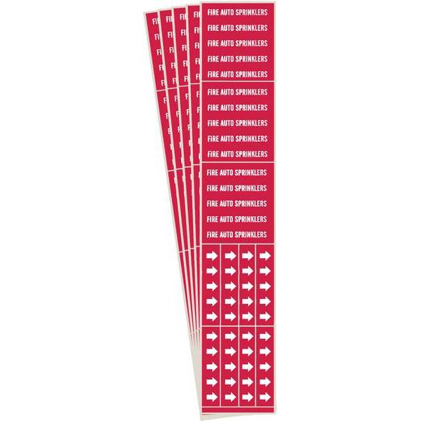 Brady Pipe Marker, Fire Auto Sprinklers, PK5, 7107-3C-PK - 7107-3C-PK