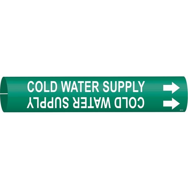 Brady Pipe Marker, Cold Water Supply, Gn, 4to6 In - 4031-D