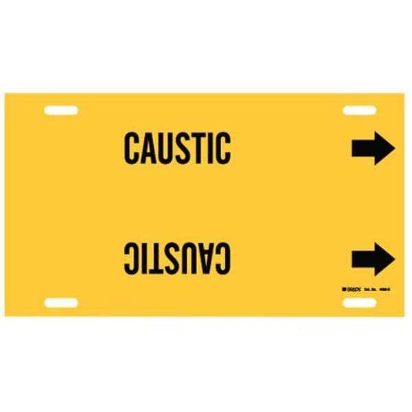 Brady Pipe Marker, Caustic, Yellow, 8 to 9-7/8 In - 4020-G