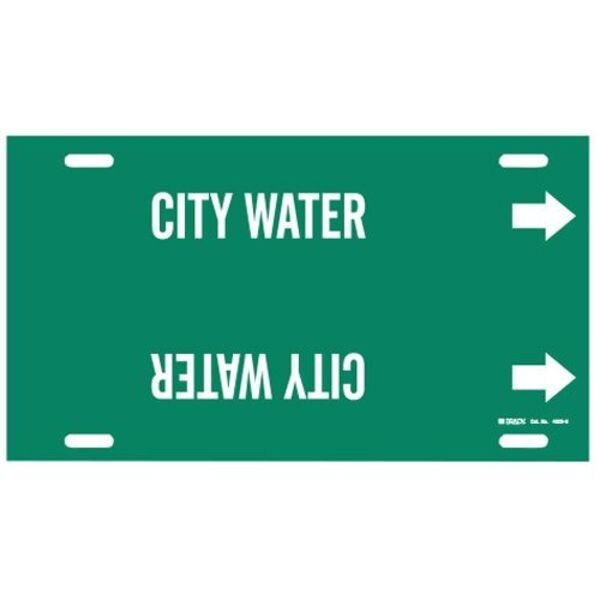 Brady Pipe Marker, City Water, Green, 10 to 15 In - 4028-H