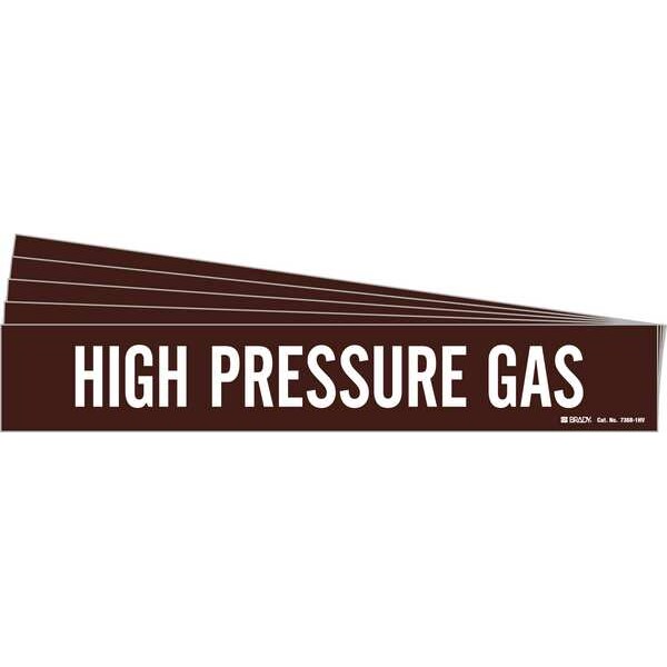 Brady Pipe Marker, White, High Pressure Gas, PK5, 7368-1HV-PK - 7368-1HV-PK