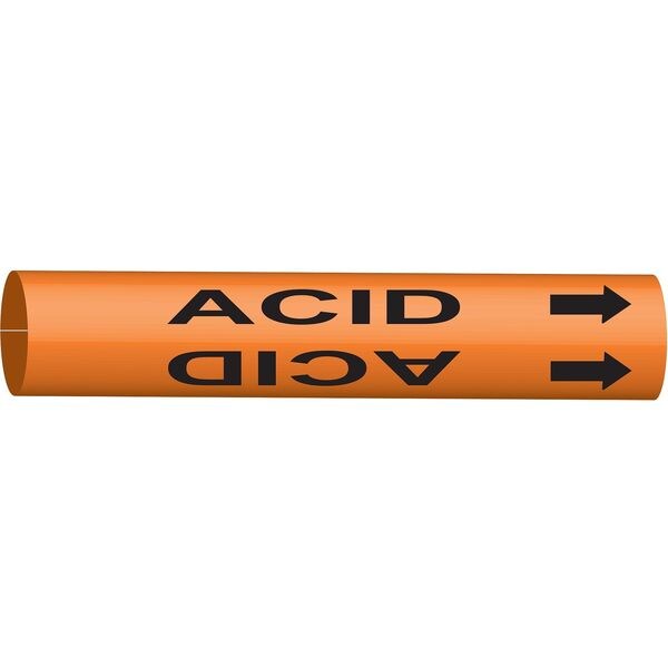 Brady Pipe Marker, Acid, Orange, 8 to 9-7/8 In - 4289-G