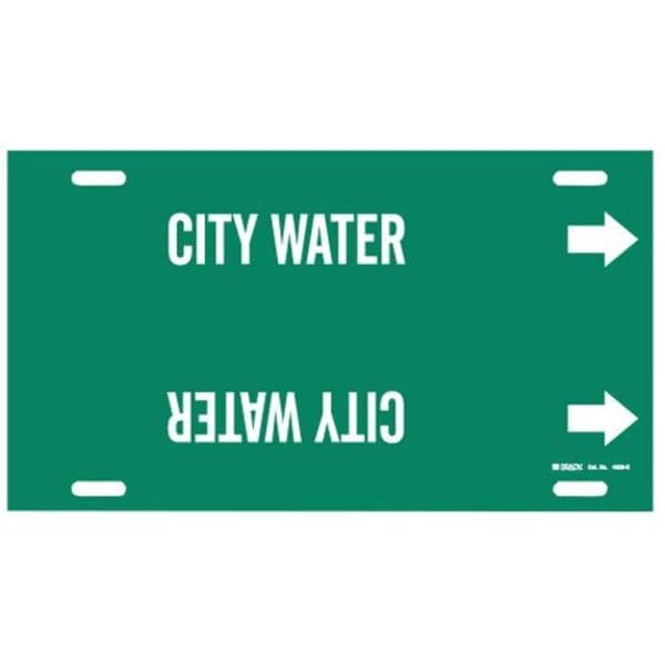 Brady Pipe Marker, City Water, Grn, 8 to 9-7/8 In - 4028-G