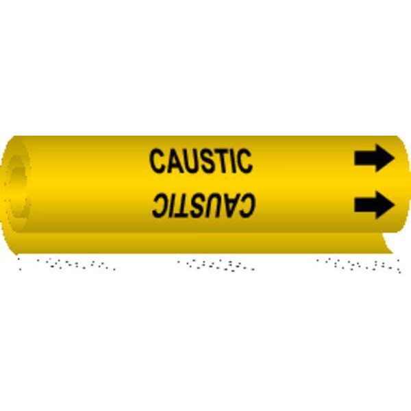 Brady Pipe Marker, Caustic, Yel, 1/2 to 1-3/8 In - 5643-O