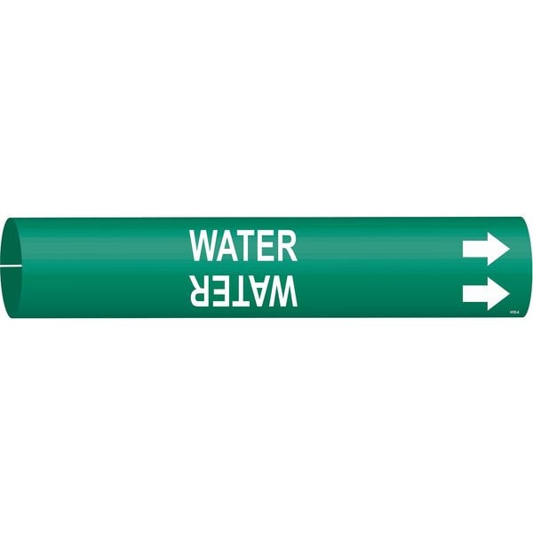 Brady Pipe Marker, Water, Green, 3/4 to 1-3/8 In - 4155-A