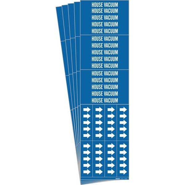 Brady Pipe Marker, White, House Vacuum, PK5, 7378-3C-PK - 7378-3C-PK