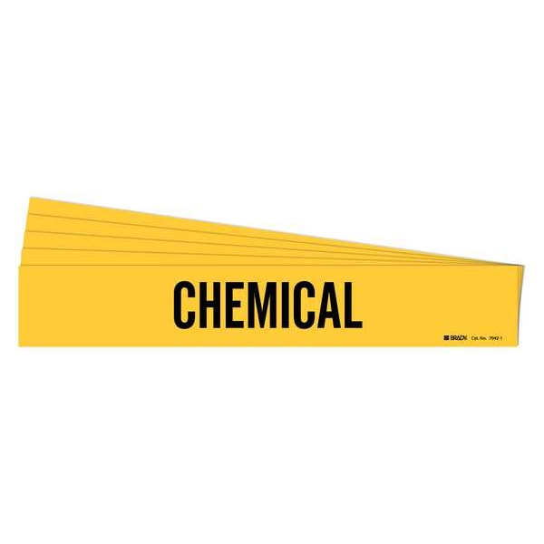 Brady Pipe Marker, Adhesive, Black, Chemical, PK5, 7042-1-PK - 7042-1-PK