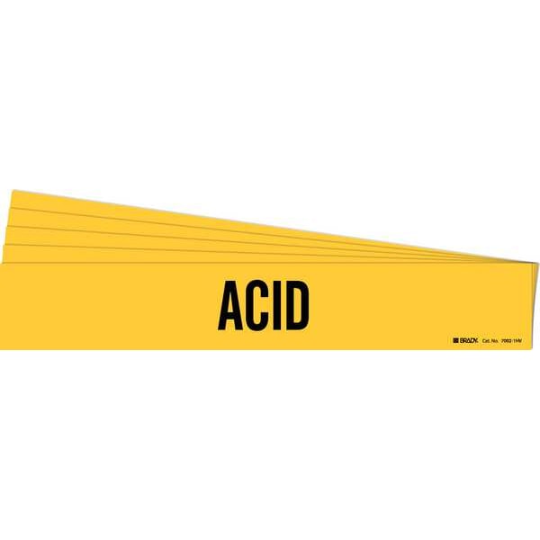 Brady Pipe Marker, Adhesive, Black, Acid, PK5, 7002-1HV-PK - 7002-1HV-PK
