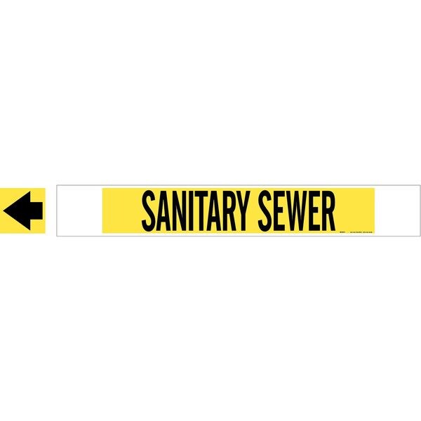 Brady Pipe Marker, Sanitary Sewer, Y, 8 In orGrtr - 5755-HPHV